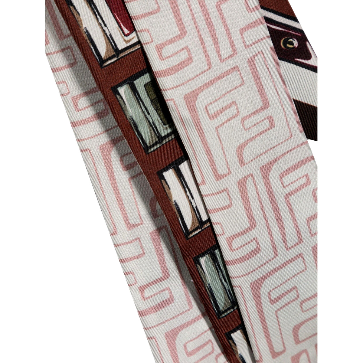 Fendi Baguette Print Silk Wrappy Scarf Dark Brown and White - available at Queen Bee of Beverly Hills. 