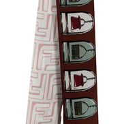 Fendi Baguette Print Silk Wrappy Scarf Dark Brown and White - available at Queen Bee of Beverly Hills. 