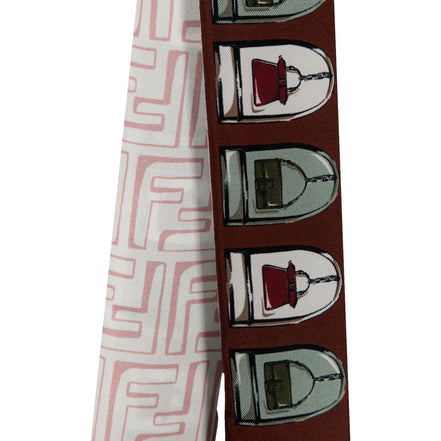 Fendi Baguette Print Silk Wrappy Scarf Dark Brown and White - available at Queen Bee of Beverly Hills. 