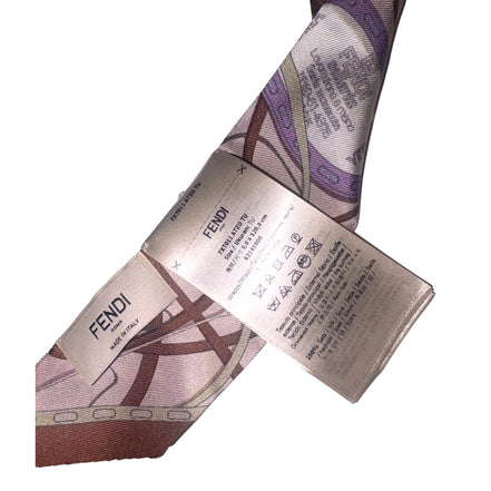 Fendi Wrappy Malva Multicolor Graphic Print Silk Scarf
