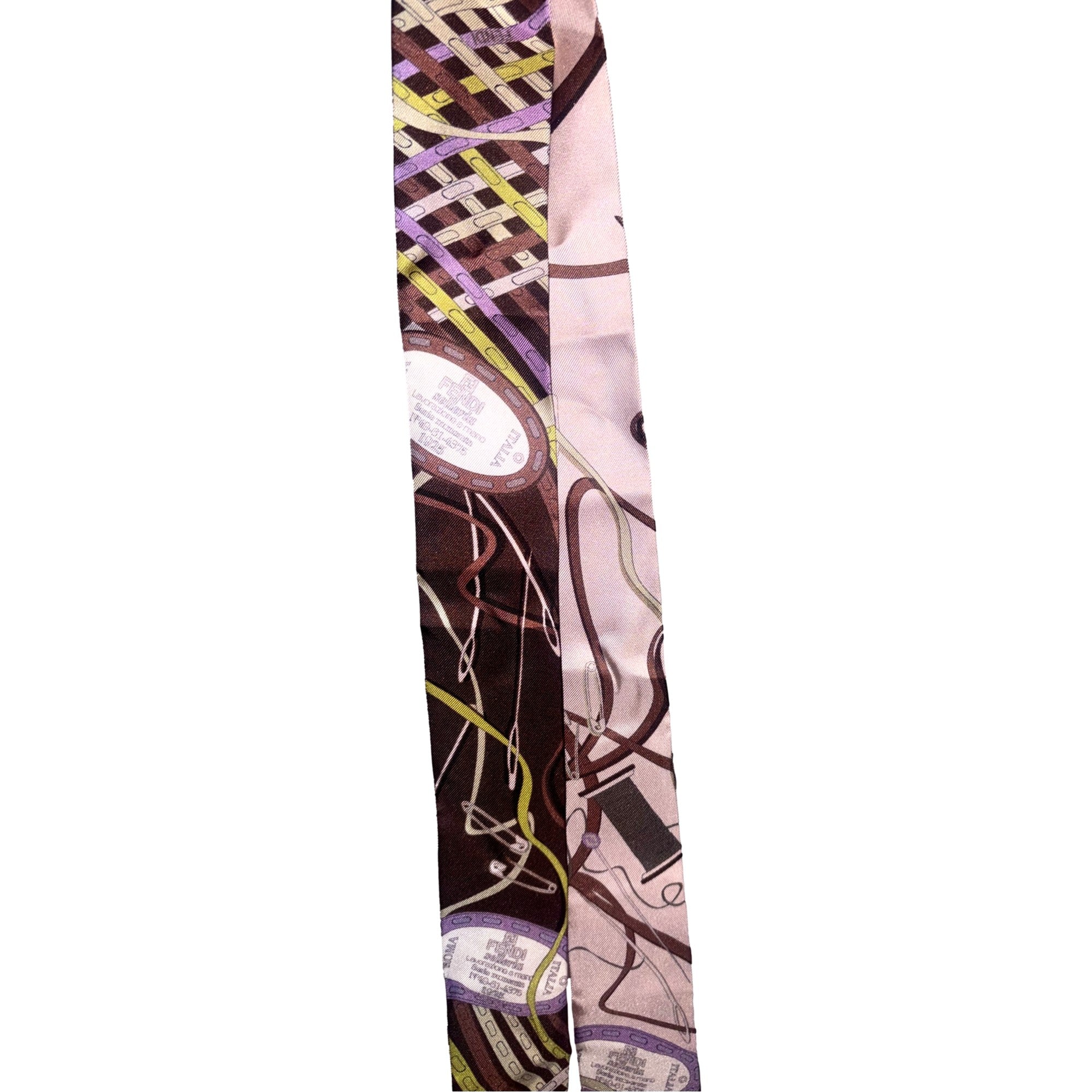 Fendi Wrappy Malva Multicolor Graphic Print Silk Scarf