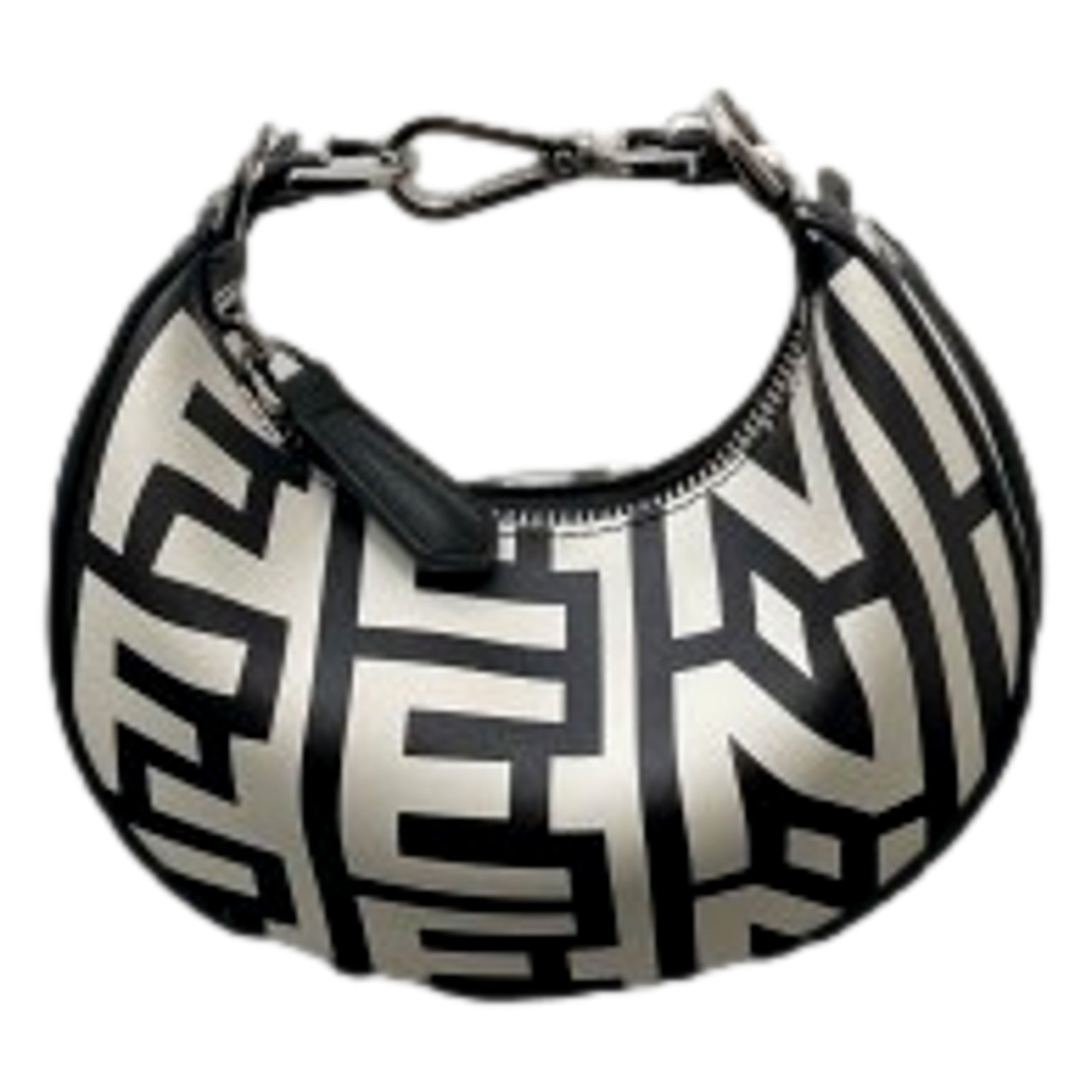 Fendi x Marc Jacobs Fendigraphy Black and White Hobo Nano Bag available at Queen Bee of Beverly Hills