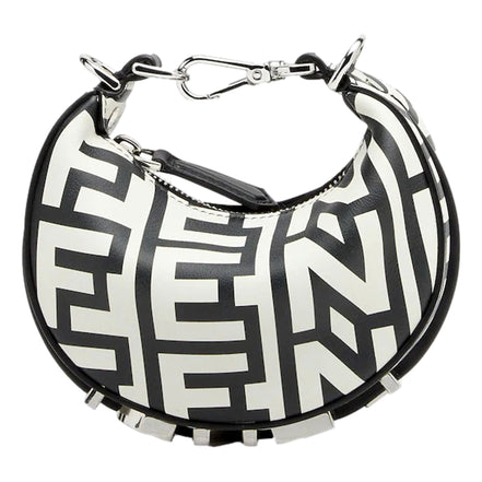 Fendi x Marc Jacobs Fendigraphy Black and White Hobo Nano Bag available at Queen Bee of Beverly Hills