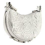Fendi x Marc Jacobs Fendigraphy Silver Mini Hobo Leather Bag available at Queen Bee of Beverly Hills