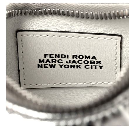 Fendi x Marc Jacobs Fendigraphy Silver Mini Hobo Leather Bag available at Queen Bee of Beverly Hills