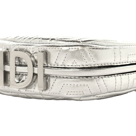 Fendi x Marc Jacobs Fendigraphy Silver Mini Hobo Leather Bag available at Queen Bee of Beverly Hills