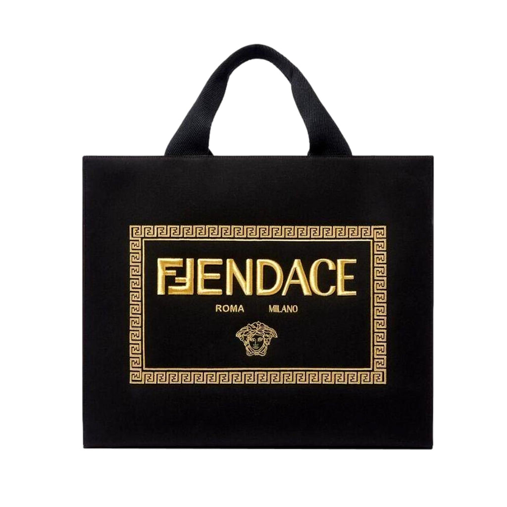 Fendi x Versace Fendace Black Canvas Convertible Large Shopping Tote 8 –  Queen Bee of Beverly Hills