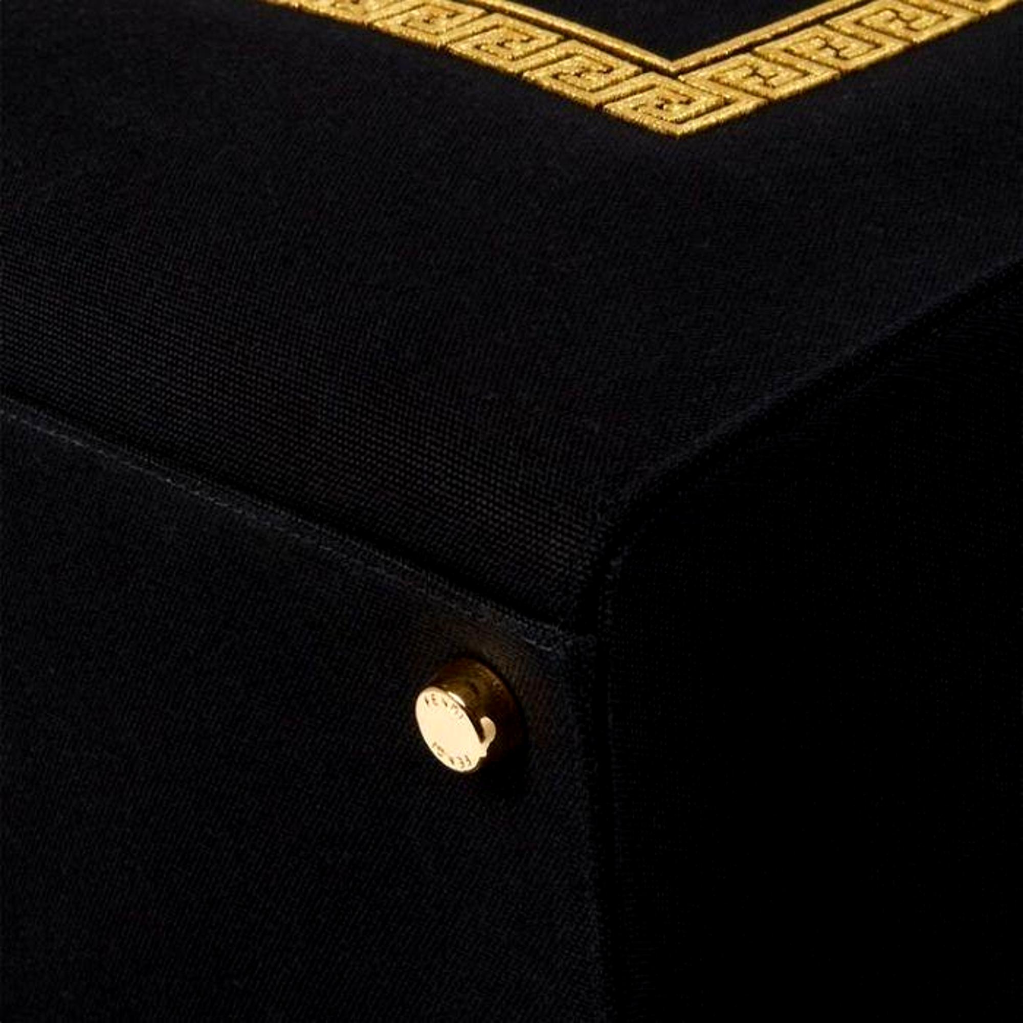 Fendi x Versace Fendace Black Canvas Convertible Large Shopping Tote available at Queen Bee of Beverly Hills