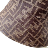 Fendi Zucca Brown Woven Fabric Bucket Hat Large available at Queen Bee of Beverly Hills