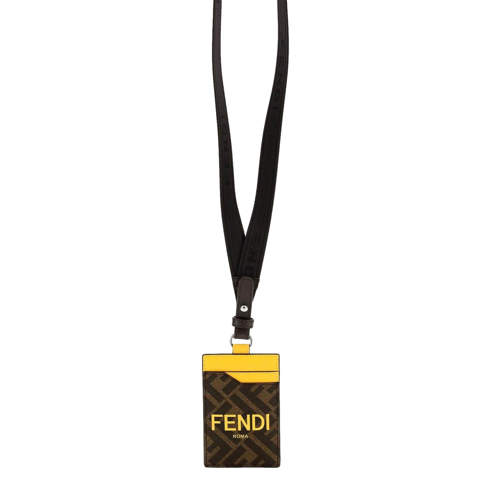 Fendi Zucca Canvas Cardholder Wallet Lanyard available at Queen Bee of Beverly Hills