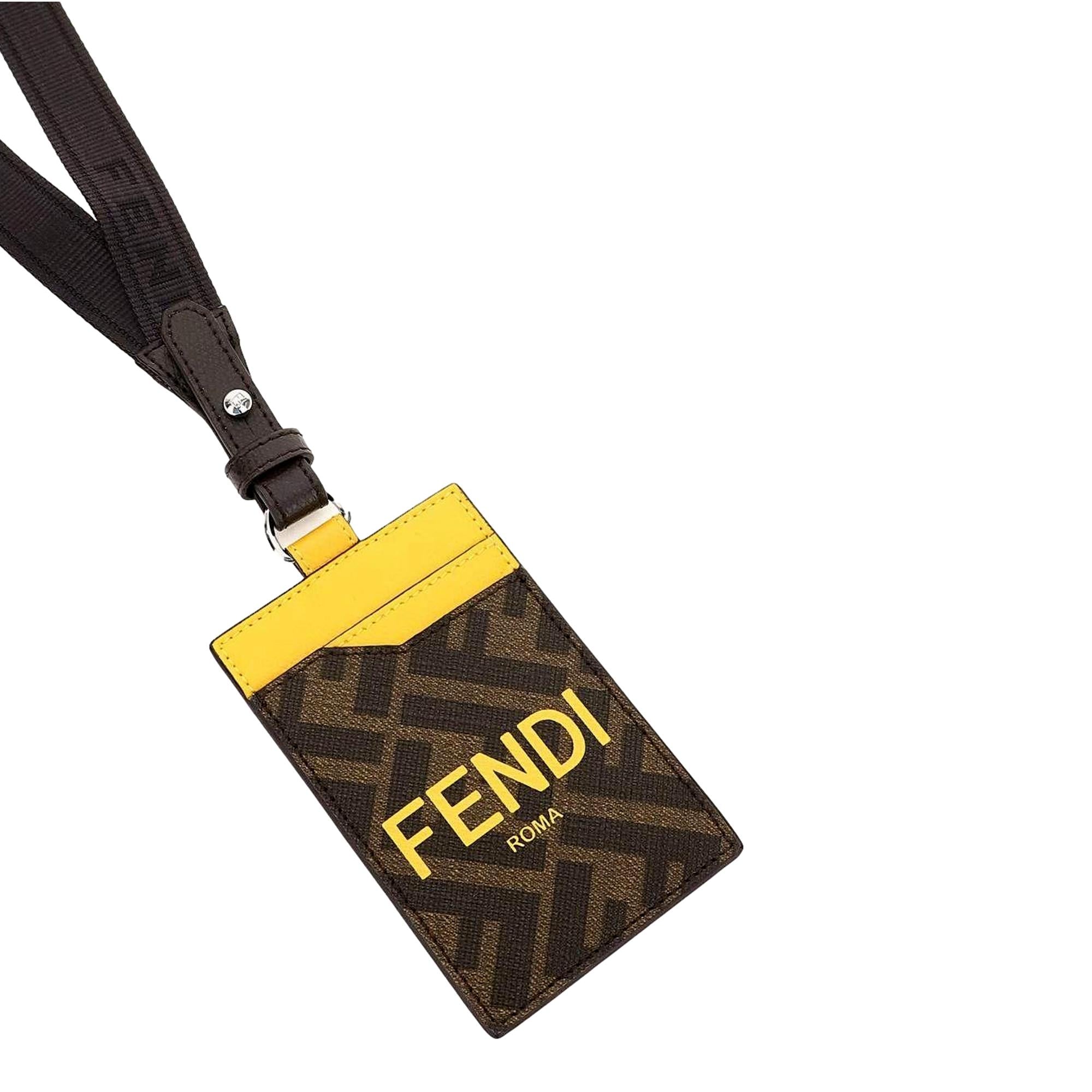 Fendi Zucca Canvas Cardholder Wallet Lanyard available at Queen Bee of Beverly Hills