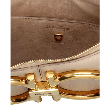 Ferragamo Gancio Beige Calfskin Daino Maxi Hobo Shoulder Bag available at Queen Bee of Beverly Hills