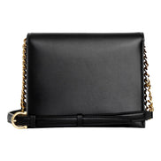 Ferragamo Trifolio Black Leather Flap Crossbody Bag Gold Gancini sold at Queen Bee of Beverly Hills