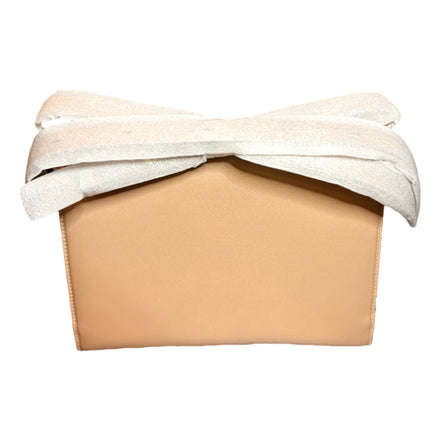 Ferragamo Trifolio Soft Leather Flap Crossbody Bag Ameretti Beige Gold Hardware sold at Queen Bee of Beverly Hills