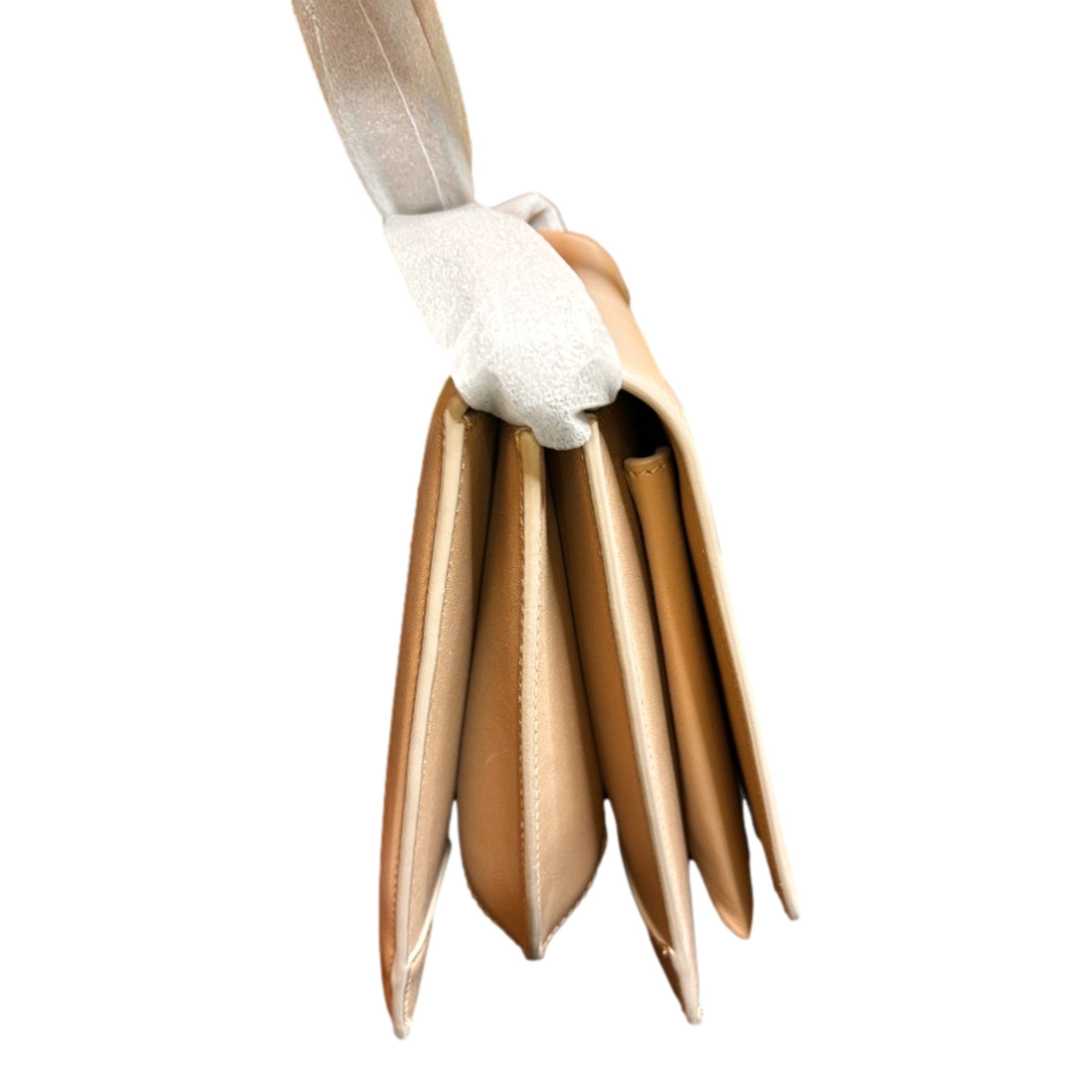 Ferragamo Trifolio Soft Leather Flap Crossbody Bag Ameretti Beige Gold Hardware sold at Queen Bee of Beverly Hills