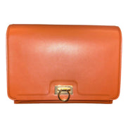 Ferragamo Trifolio Soft Leather Flap Crossbody Bag Cognac Brown available at Queen Bee of Beverly Hills