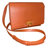Ferragamo Trifolio Soft Leather Flap Crossbody Bag Cognac Brown available at Queen Bee of Beverly Hills
