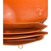 Ferragamo Trifolio Soft Leather Flap Crossbody Bag Cognac Brown available at Queen Bee of Beverly Hills