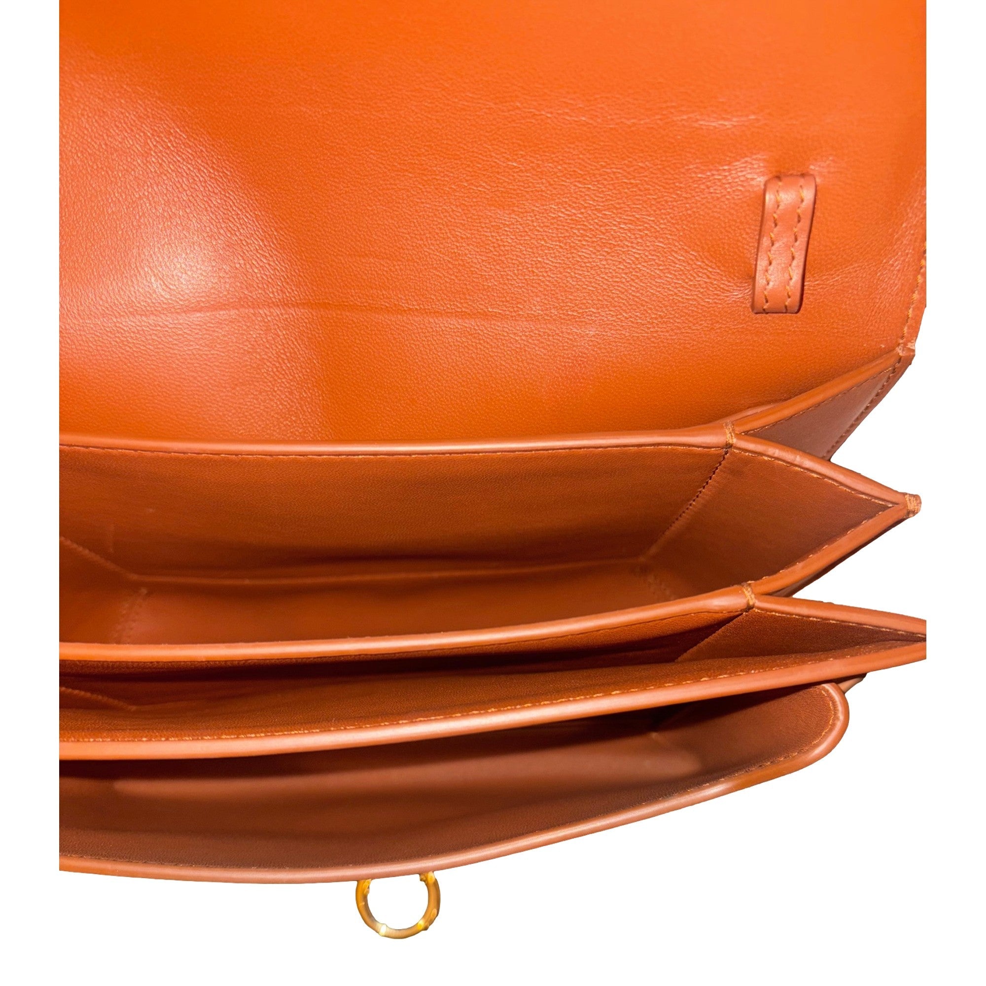 Ferragamo Trifolio Soft Leather Flap Crossbody Bag Cognac Brown available at Queen Bee of Beverly Hills