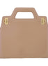 Ferragamo Wanda Beige Patent Leather Top Handle Handbag available at Queen Bee of Beverly Hills