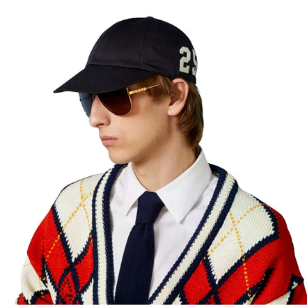 Gucci 25 Logo Cotton Baseball Cap in Black Medium