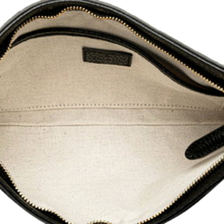 Gucci GG Emblem Black Leather Shoulder Bag Chain Strap