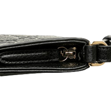 Gucci GG Emblem Black Leather Shoulder Bag Chain Strap