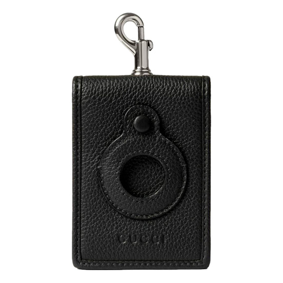 Gucci Dark Gray Leather AirTag Holder Card Case Wallet