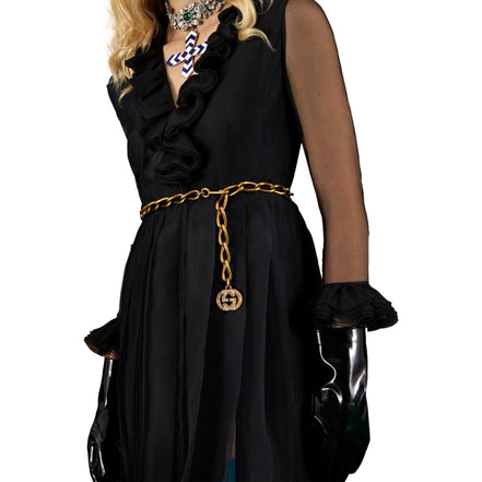 Gucci Antique Gold-Toned Metal Chain Waist Belt with Interlocking G Size 65 available at Queen Bee of Beverly Hills