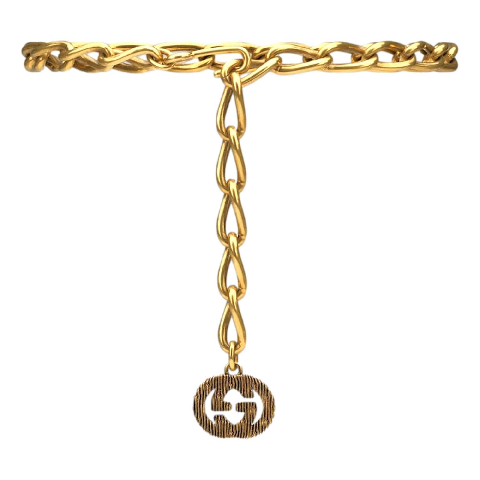 Gucci Antique Gold-Toned Metal Chain Waist Belt with Interlocking G Size 65 available at Queen Bee of Beverly Hills