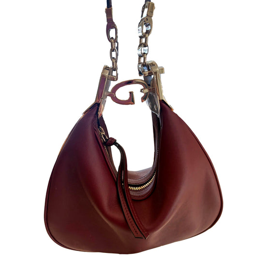 Gucci Attaché Small Shoulder Bag Burgundy Leather available at Queen Bee of Beverly Hills