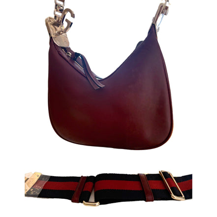 Gucci Attaché Small Shoulder Bag Burgundy Leather available at Queen Bee of Beverly Hills