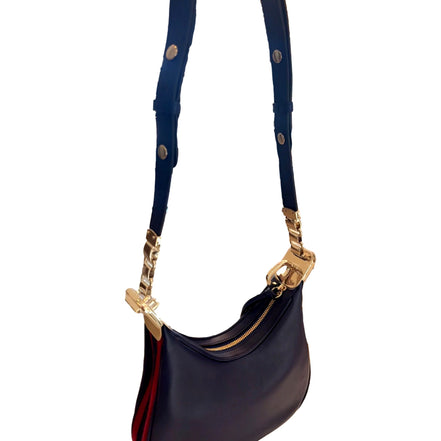 Gucci Attaché Small Shoulder Bag Navy Leather available at Queen Bee of Beverly Hills