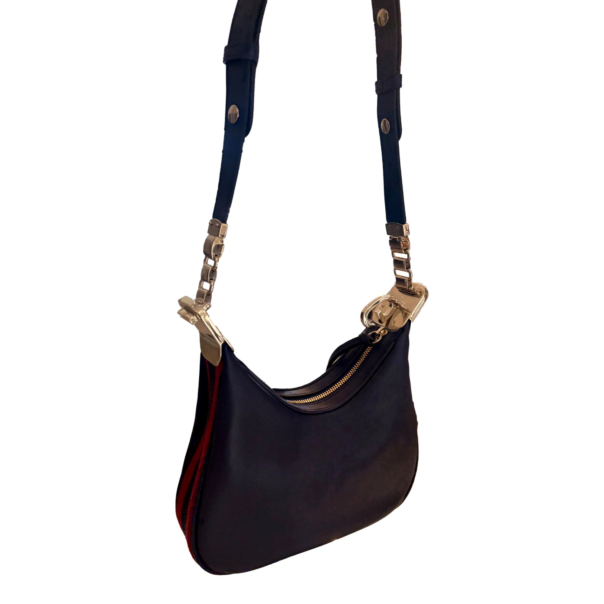 Gucci Attaché Small Shoulder Bag Navy Leather available at Queen Bee of Beverly Hills