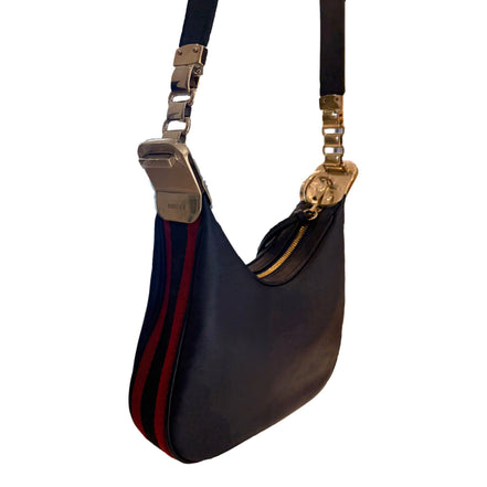 Gucci Attaché Small Shoulder Bag Navy Leather available at Queen Bee of Beverly Hills
