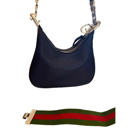 Gucci Attaché Small Shoulder Bag Navy Leather available at Queen Bee of Beverly Hills