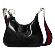 Gucci Attache Web Stripe Small Shoulder Bag Black Leather available at Queen Bee of Beverly Hills