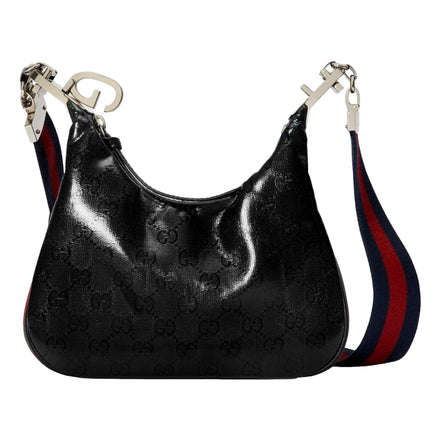 Gucci Attache Web Stripe Small Shoulder Bag Black Leather available at Queen Bee of Beverly Hills