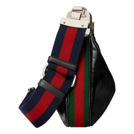 Gucci Attache Web Stripe Small Shoulder Bag Black Leather available at Queen Bee of Beverly Hills