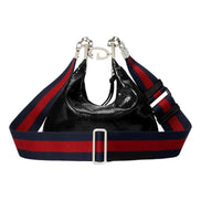 Gucci Attache Web Stripe Small Shoulder Bag Black Leather available at Queen Bee of Beverly Hills