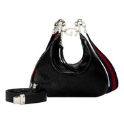Gucci Attache Web Stripe Small Shoulder Bag Black Leather available at Queen Bee of Beverly Hills