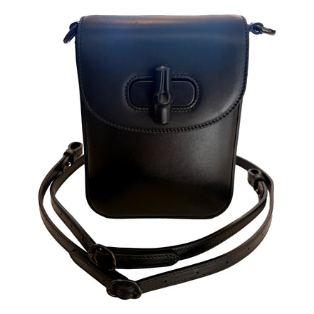 Gucci Bamboo 1947 Mini Handbag Top Handle Bag in Black Leather available at Queen Bee of Beverly Hills