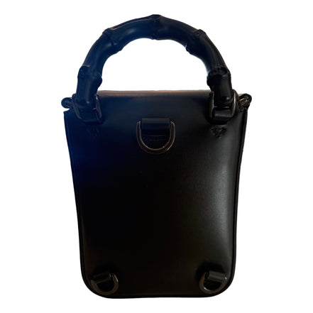 Gucci Bamboo 1947 Mini Handbag Top Handle Bag in Black Leather available at Queen Bee of Beverly Hills