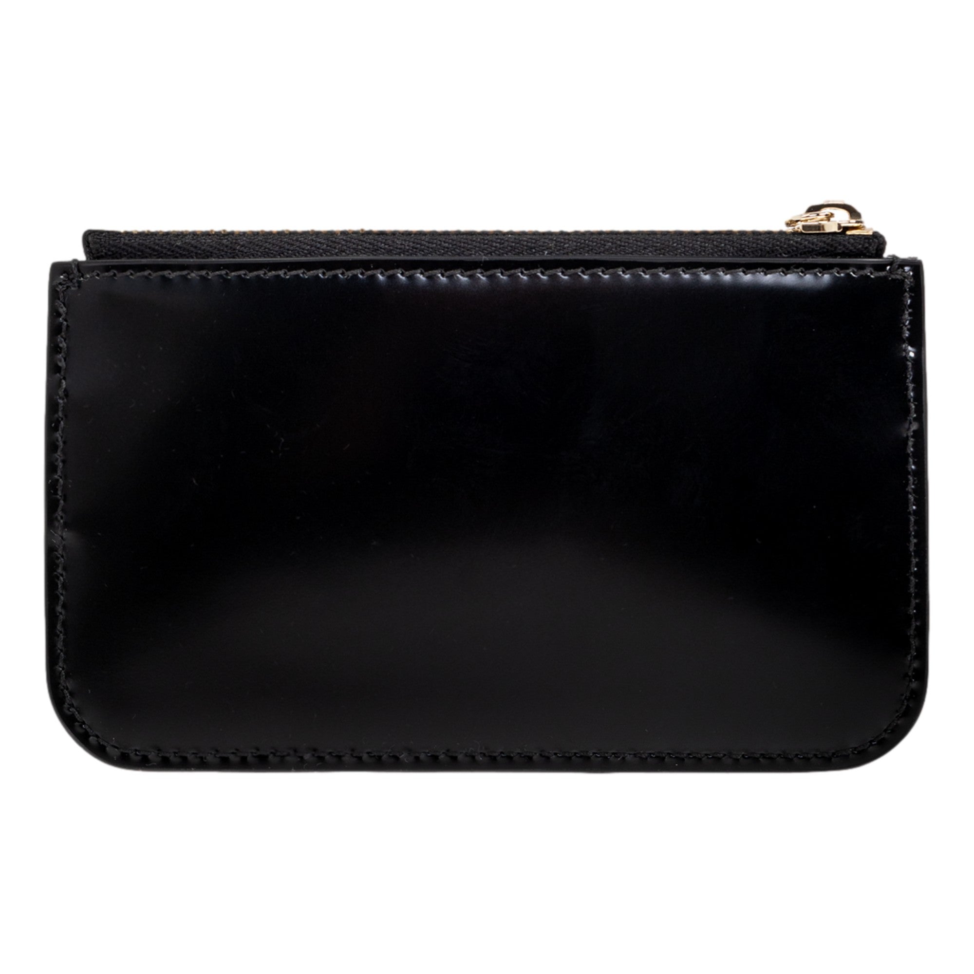 Gucci Bamboo Pull Zipper Black Patent Leather Card Case Wallet