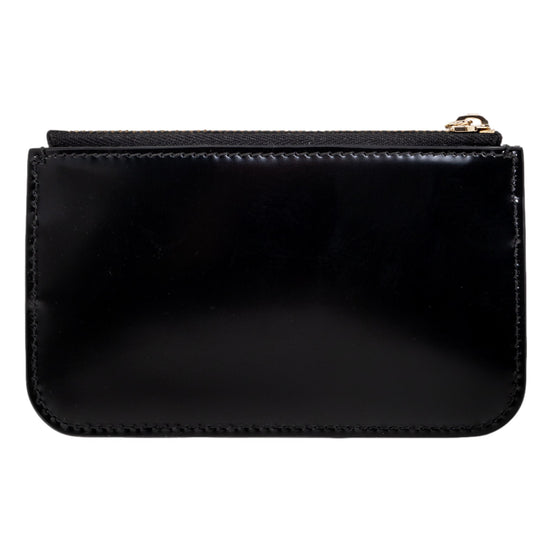 Gucci Bamboo Pull Zipper Black Patent Leather Card Case Wallet