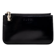 Gucci Bamboo Pull Zipper Black Patent Leather Card Case Wallet
