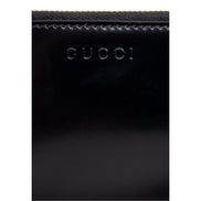Gucci Bamboo Pull Zipper Black Patent Leather Card Case Wallet