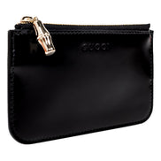 Gucci Bamboo Pull Zipper Black Patent Leather Card Case Wallet