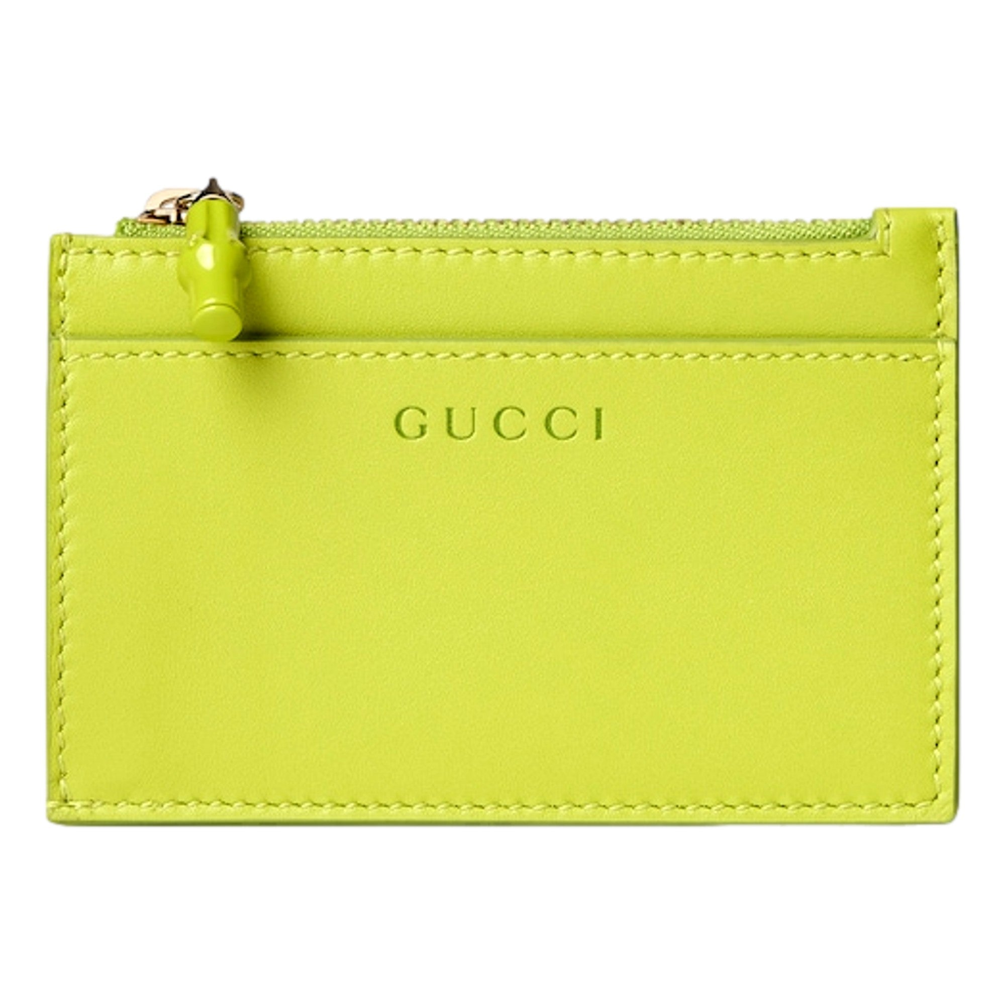 Gucci Bamboo Series Green Zipper Case | Queen Bee of Beverly Hills