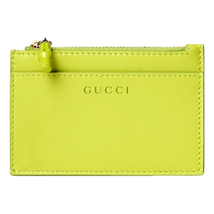 Gucci Lime Green Bamboo Card Case sold at Queen Bee of Beverly Hills